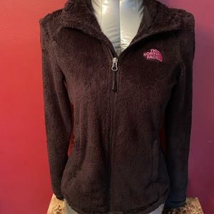 North Face XS Black Fuzzy Zip Up Breast Cancer Awareness Jacket Rare